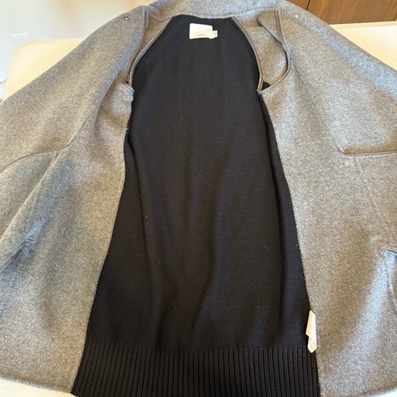 Vince Two Tone Wool Blend Drape Neck Sweater Coat in Grey and Black - Picture 10 of 13